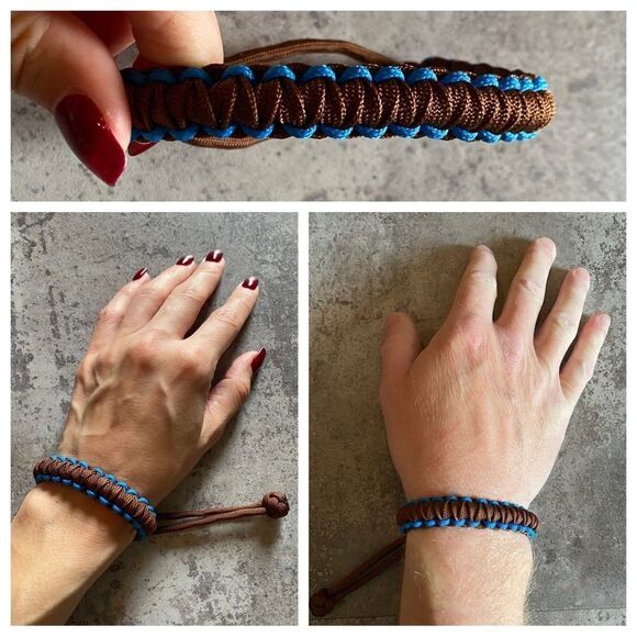 Paracord Bracelet Unisex Brown Blue Gender Neutral NEW Handmade USA - Picture 5 of 9